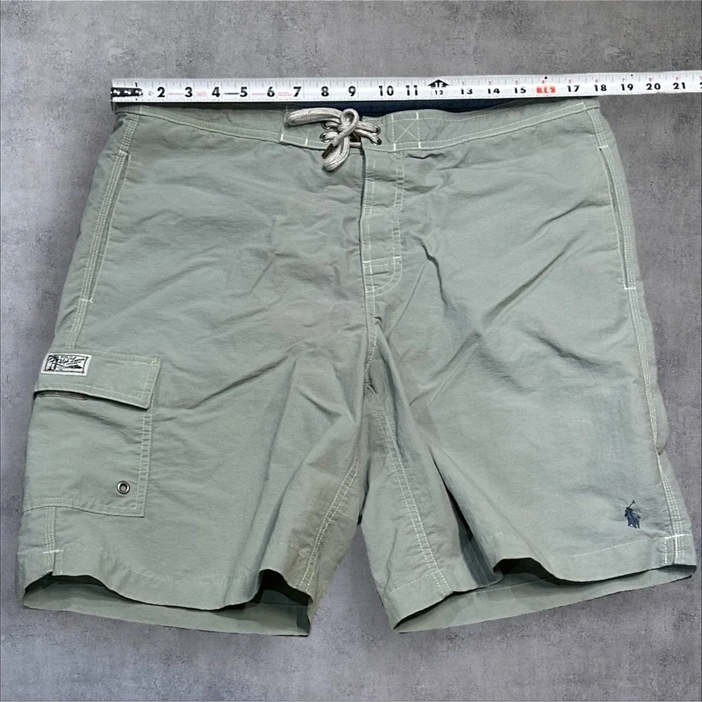 Vtg Polo Ralph Lauren Swim Short Medium Gray/Blue Lined Pockets Board Trunks Men